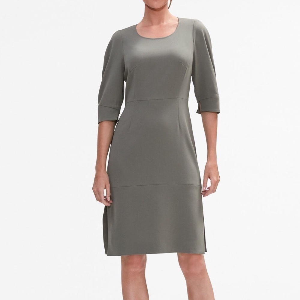MM Lafleur The Elana Dress Moss 3/4 Sleeve Shift